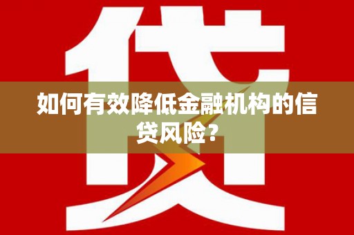 新乐如何有效降低金融机构的信贷风险？
