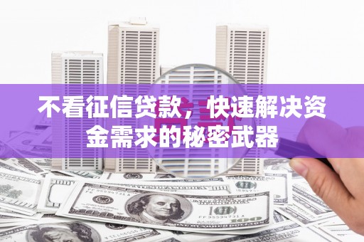 新乐不看征信贷款，快速解决资金需求的秘密武器